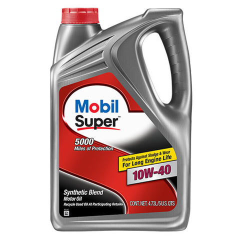 Mobil Super 5000 10W-40 Synthetic Blend Motor Oil 5 Quart