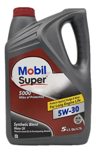 Mobil Super 5000 5W-30 Synthetic Blend Motor Oil – 1QT / 5QT
