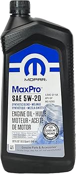 Mopar Genuine Chrysler Parts Maxpro SAE 5W-20 Motor Oil 5-Quart