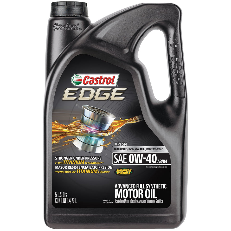 Castrol EDGE 0W-40 Advanced Full Synthetic Motor Oil 5 Quart