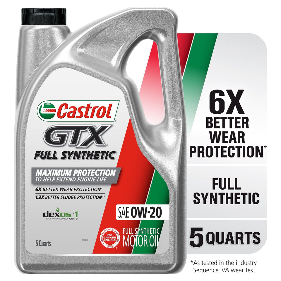 Castrol GTX Full Synthetic 0W-20 Motor Oil 5 Quart