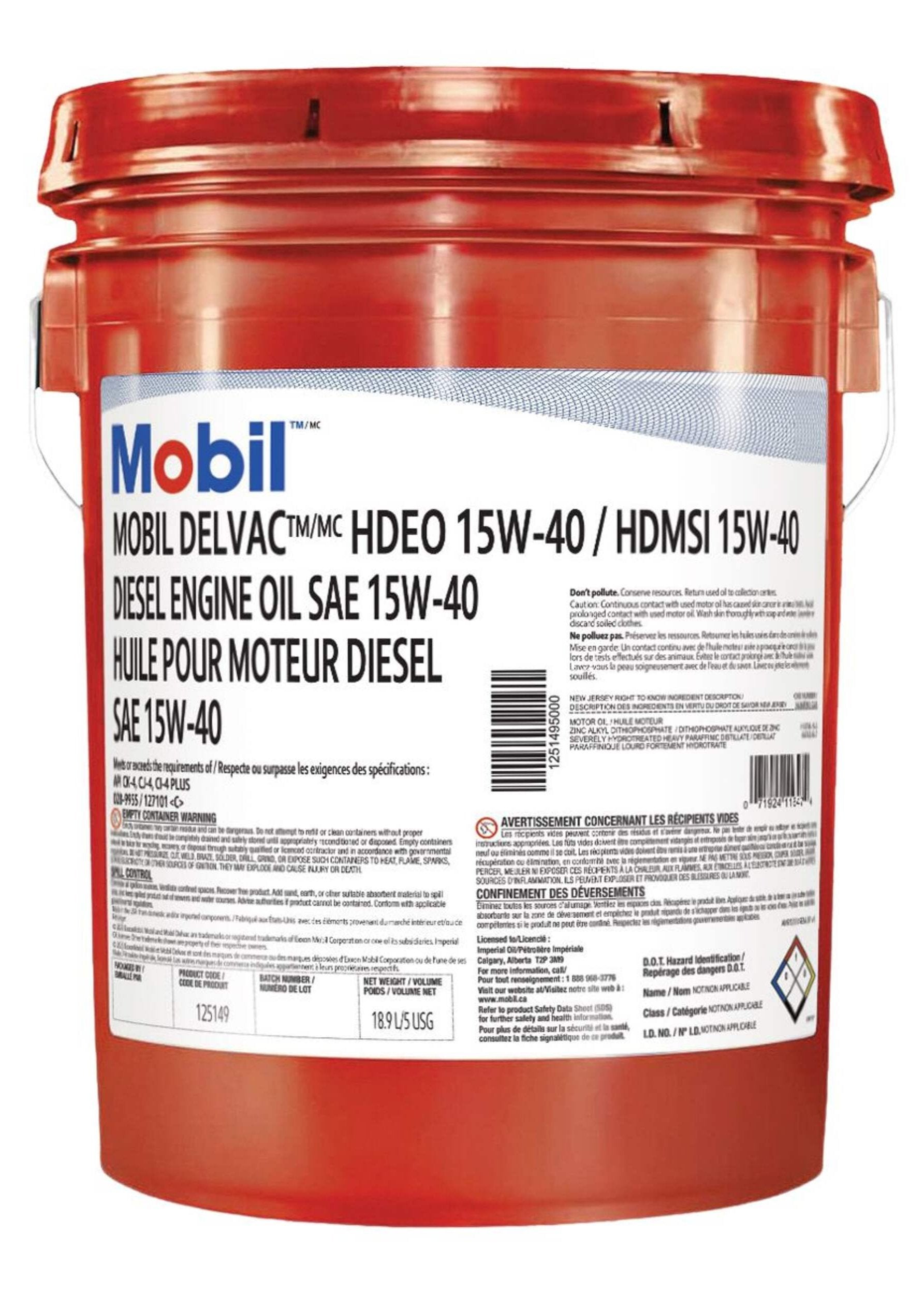 Mobil Delvac 15W40 Heavy Duty Diesel Engine Oil