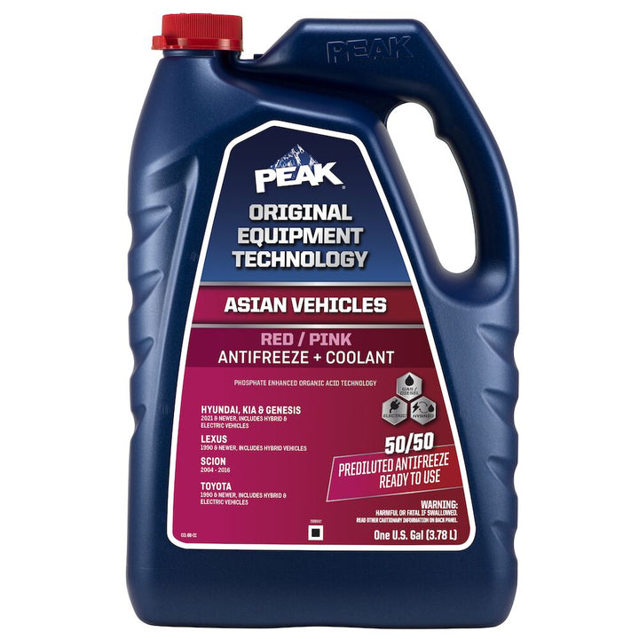 PEAK OET Asian Vehicles Red Pink Antifreeze Coolant 50/50 1 Gallon