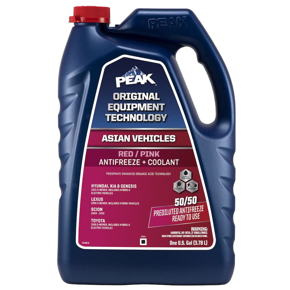 PEAK OET Asian Vehicles Red Pink Antifreeze Coolant 50/50 1 Gallon